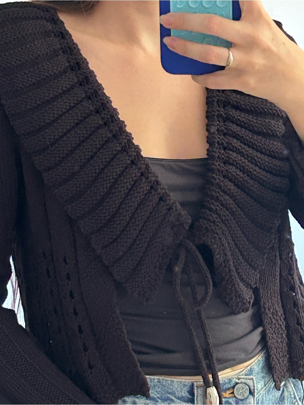 VINTAGE black crochet cardigan